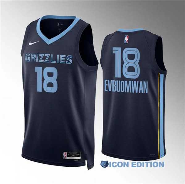 Mens Memphis Grizzlies #18 Tosan Evbuomwan Navy Icon Edition Stitched Jersey Dzhi->memphis grizzlies->NBA Jersey